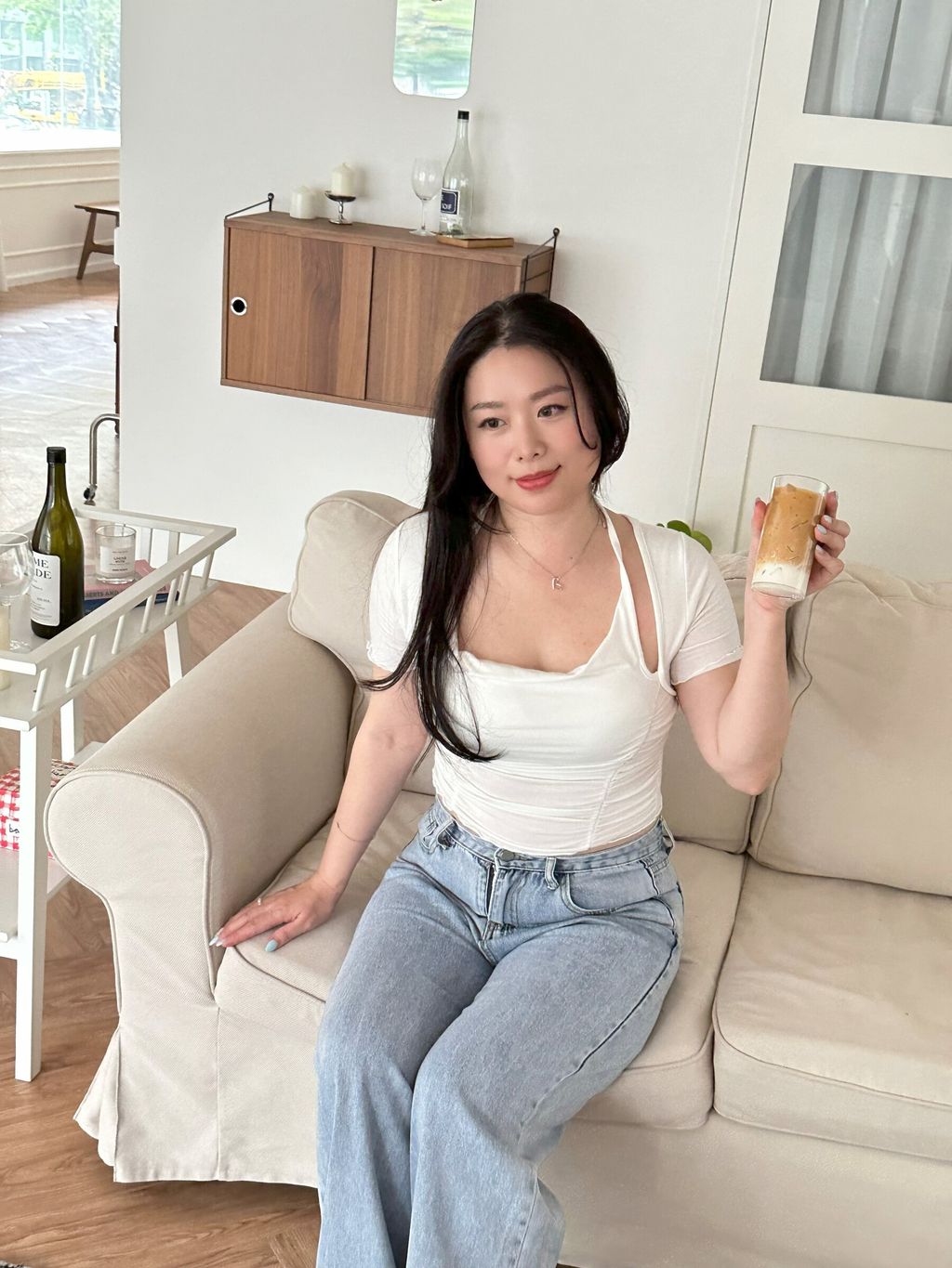 (正韓)性感綁帶抓皺上衣(附胸墊) (5)