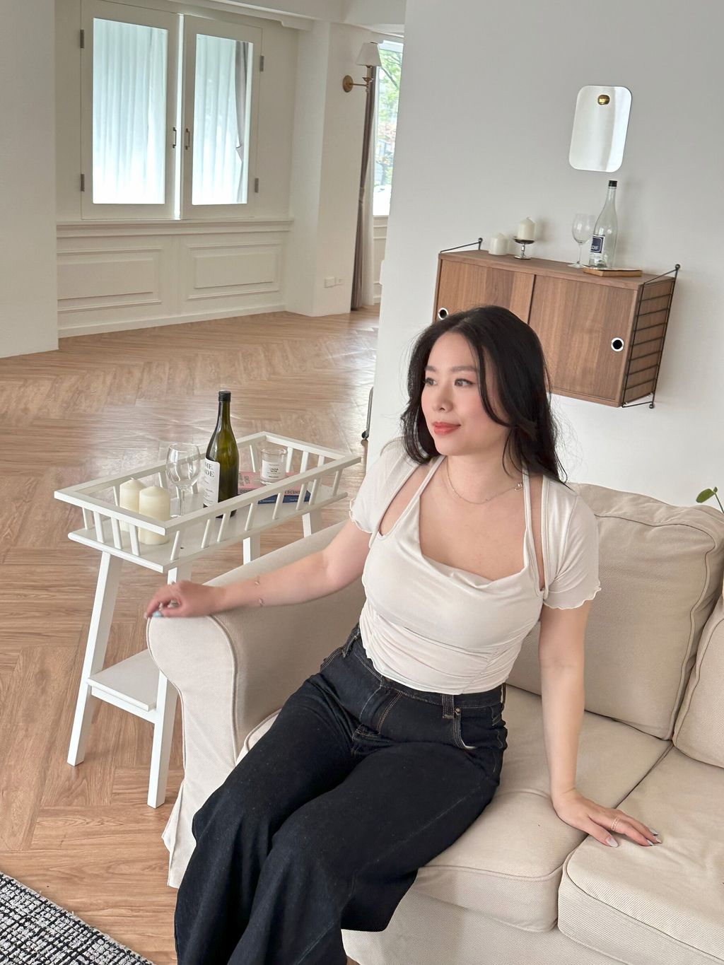 (正韓)性感綁帶抓皺上衣(附胸墊) (15)