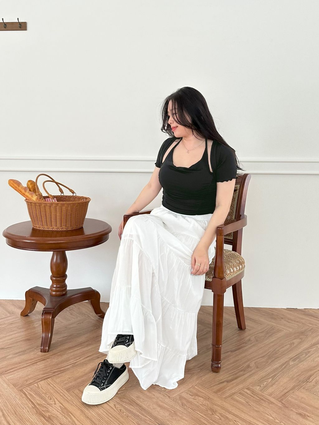 (正韓)性感綁帶抓皺上衣(附胸墊) (21)