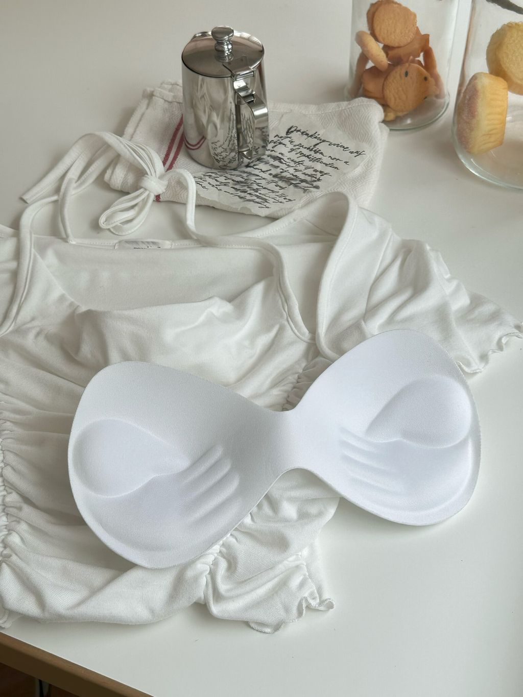 (正韓)性感綁帶抓皺上衣(附胸墊) (2)