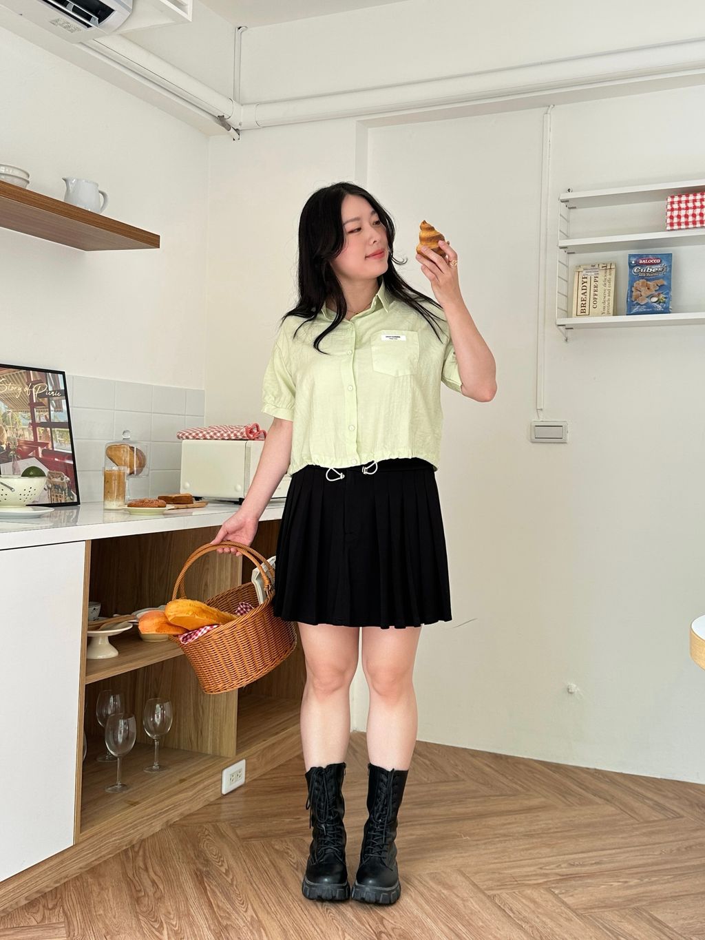 透肌感短版襯衫 (1)