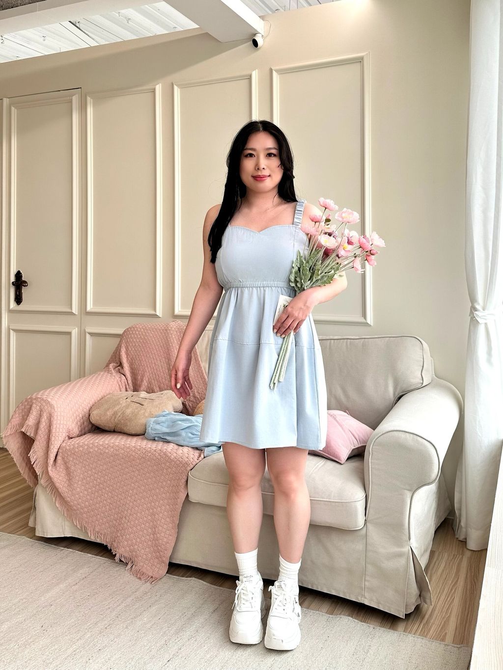 愛心領吊帶洋裝 (3)