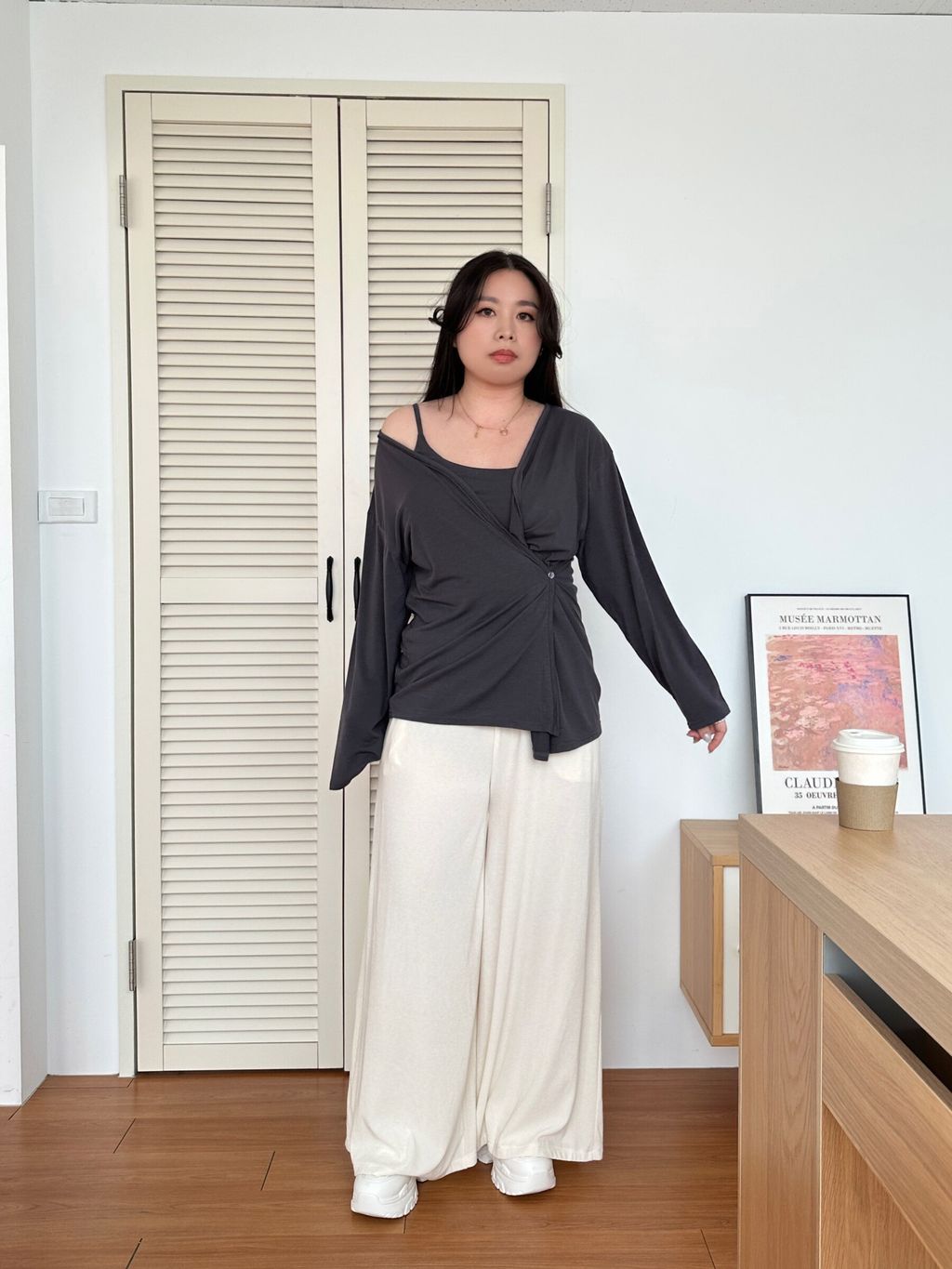 (正韓)抓皺背心+罩衫兩件套 (1)