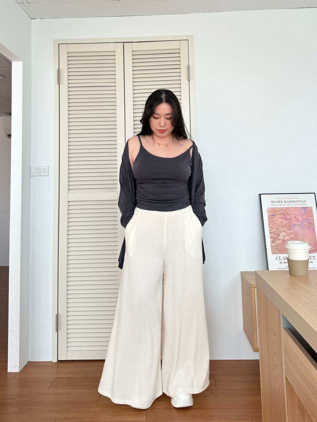 (正韓)抓皺背心+罩衫兩件套 (4)