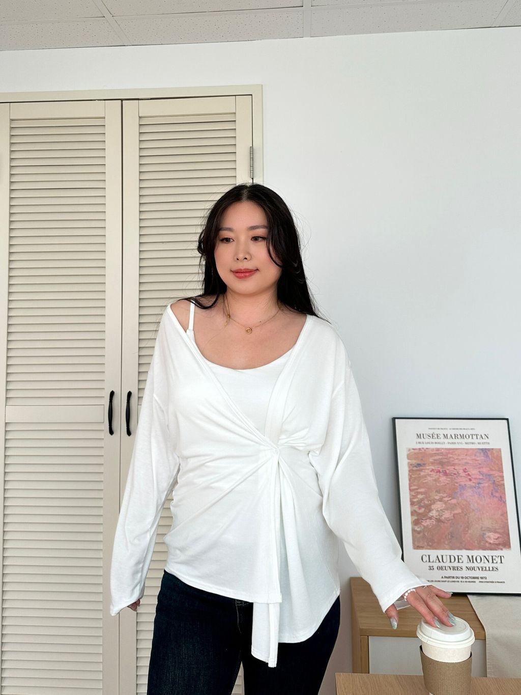 (正韓)抓皺背心+罩衫兩件套 (3)