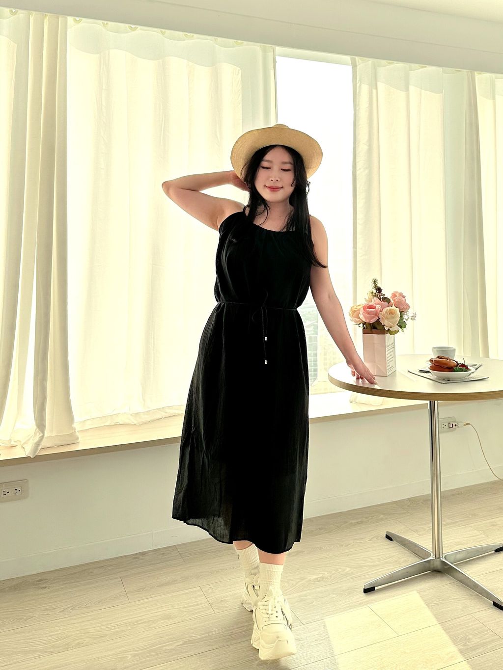 細肩肌理感長洋(附綁帶) (2)