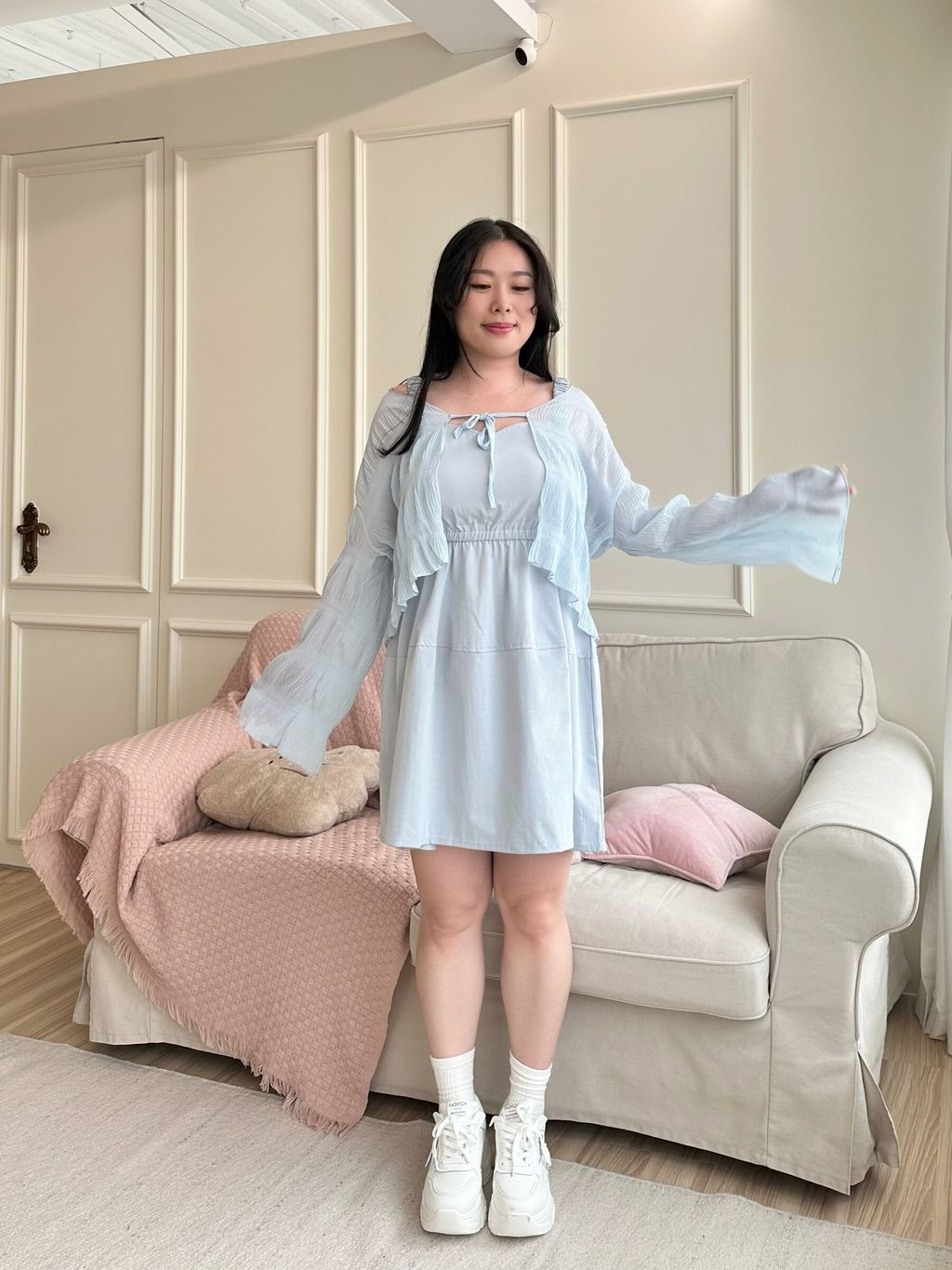 溫柔雪紡綁帶罩衫 (4)