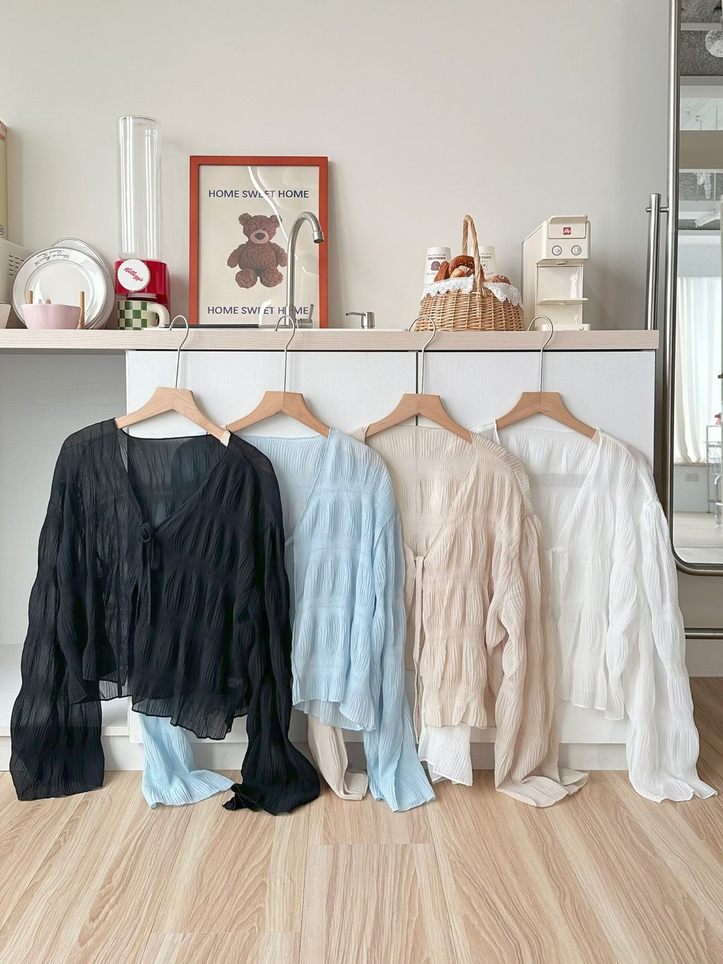 溫柔雪紡綁帶罩衫 (1)