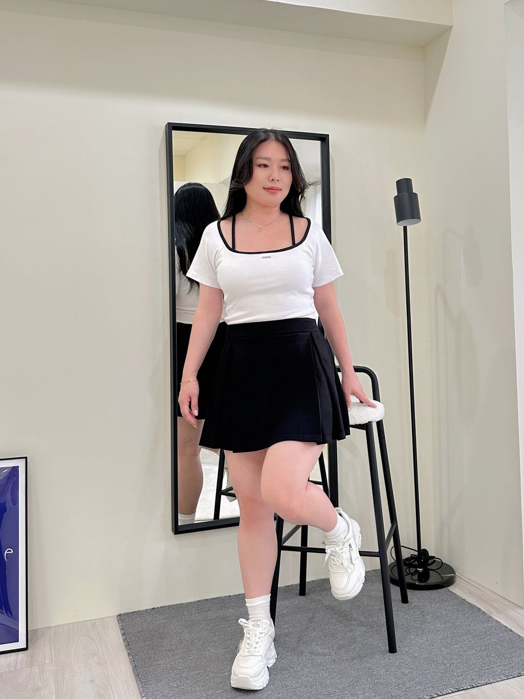 (正韓)小香感拼接胸墊上衣 (9)