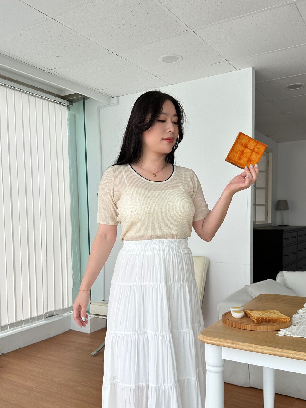 三色拼邊針織T (9)