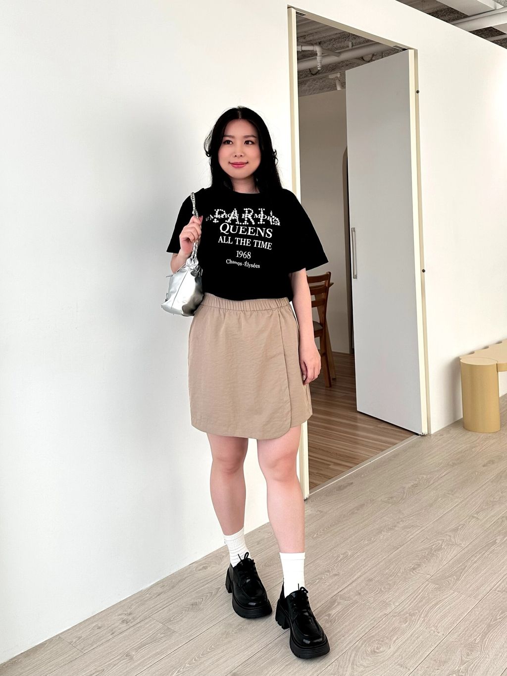 高腰剪裁一片裙褲 (4)