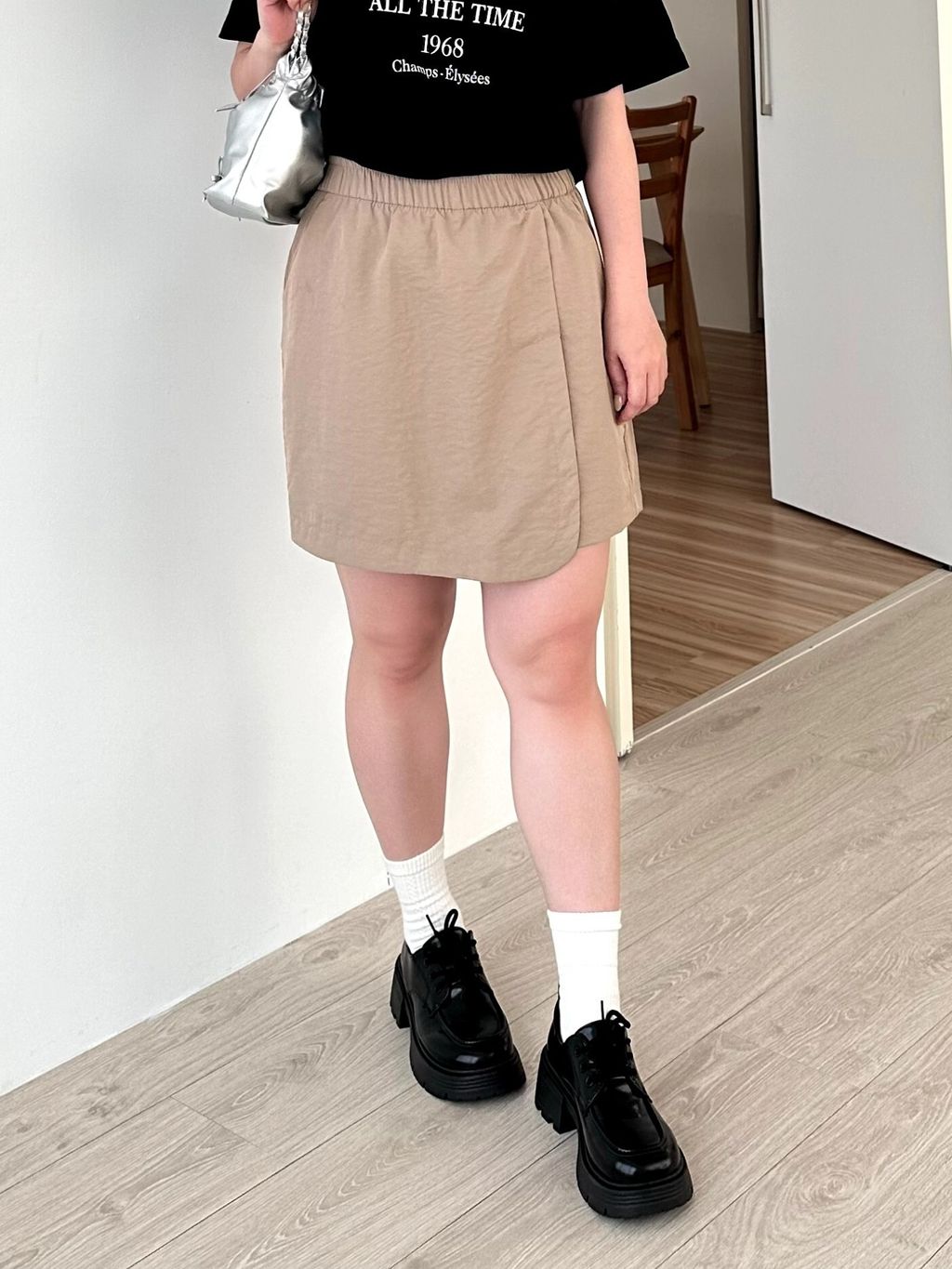 高腰剪裁一片裙褲 (6)