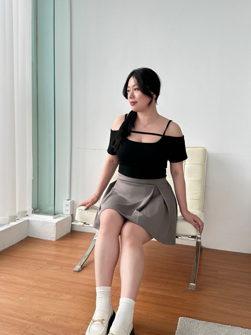 (正韓)小辣涼感一字領胸墊上衣 (9)