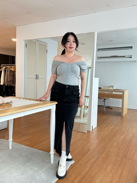 溫柔感褶皺胸墊上衣 (8)