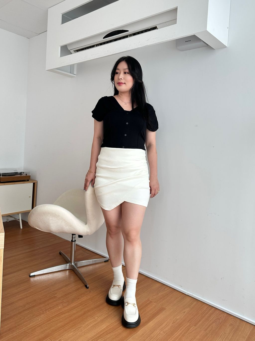 溫柔感褶皺胸墊上衣 (9)