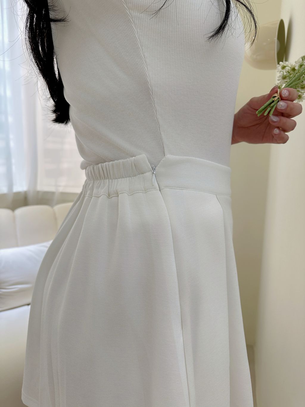 滑感打褶短裙 (4)