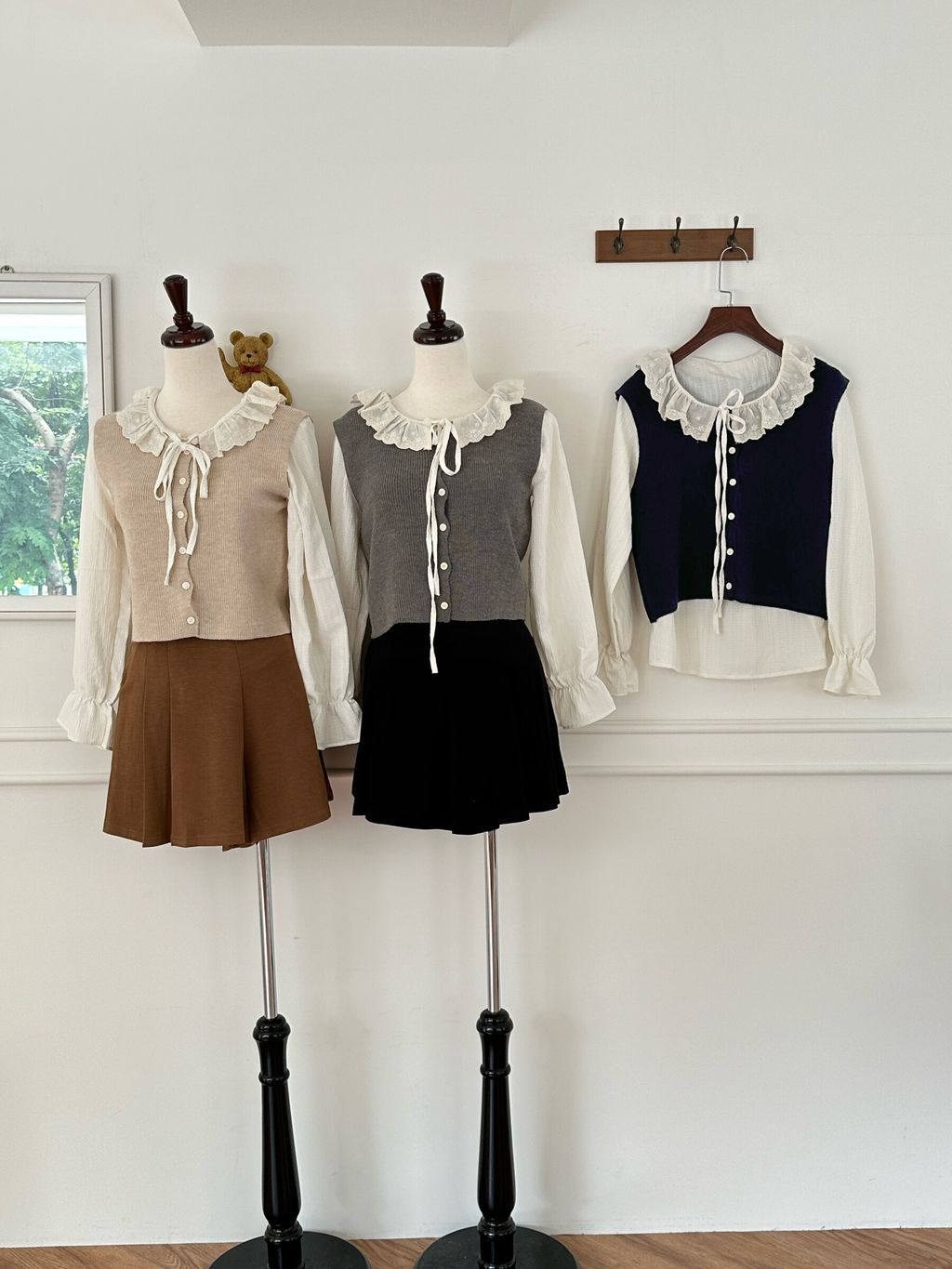 花邊領喇叭袖背心兩件套 (10)