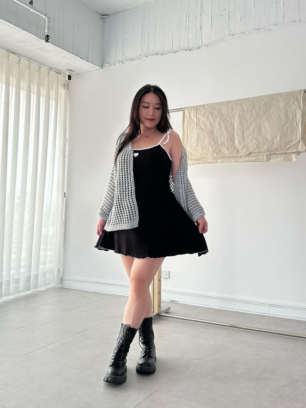 (正韓)愛心綁帶連身裙 (15)