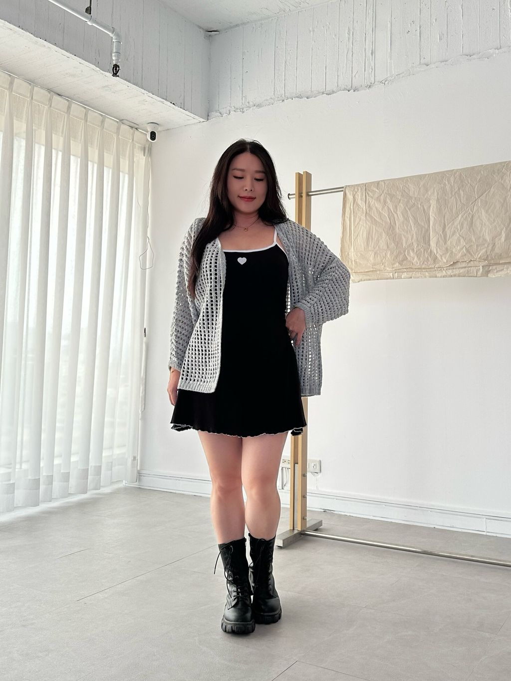 簍空燈籠袖罩衫 (8)