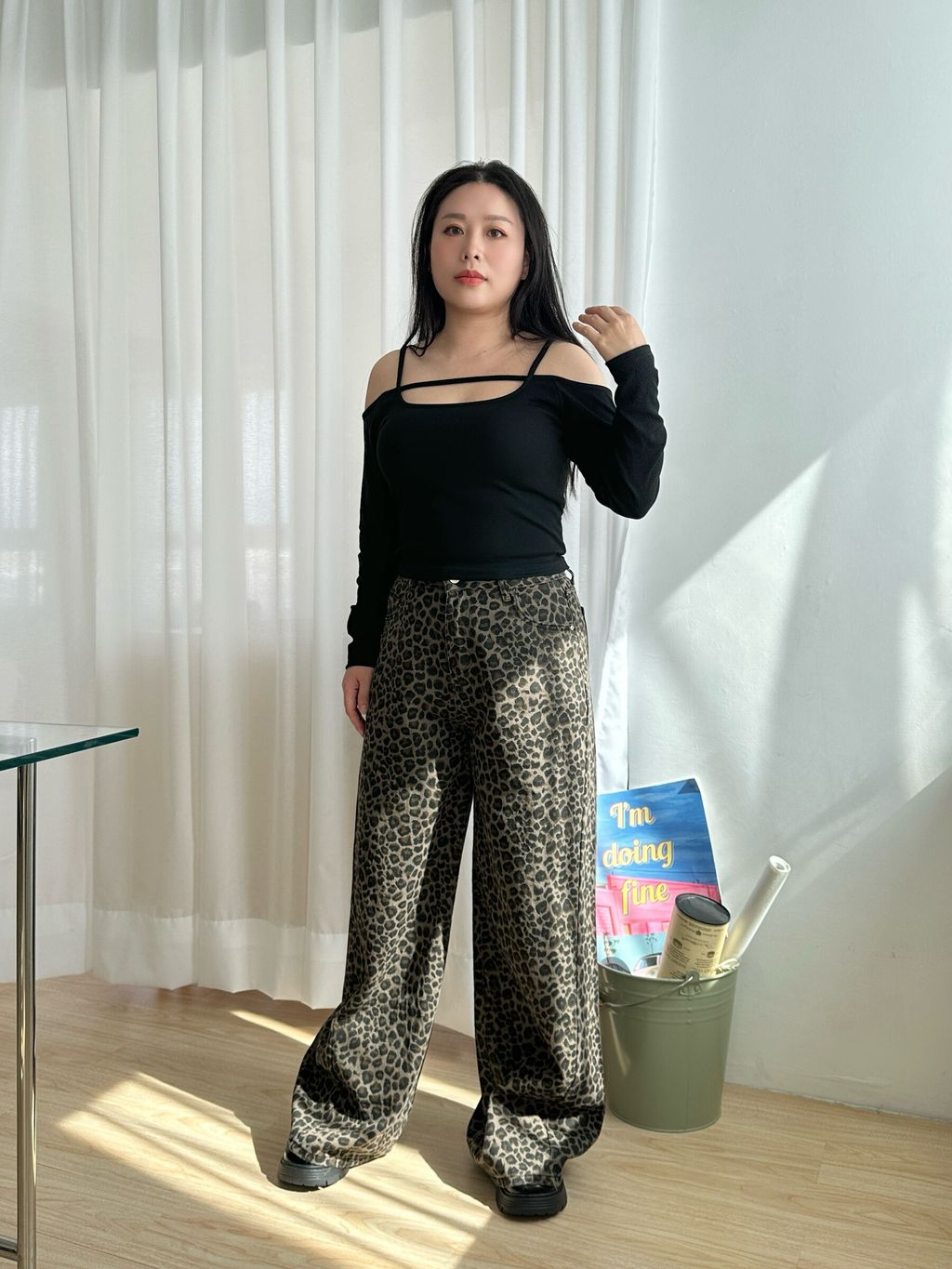 (正韓)吊帶一字領長袖胸墊上衣 (14)