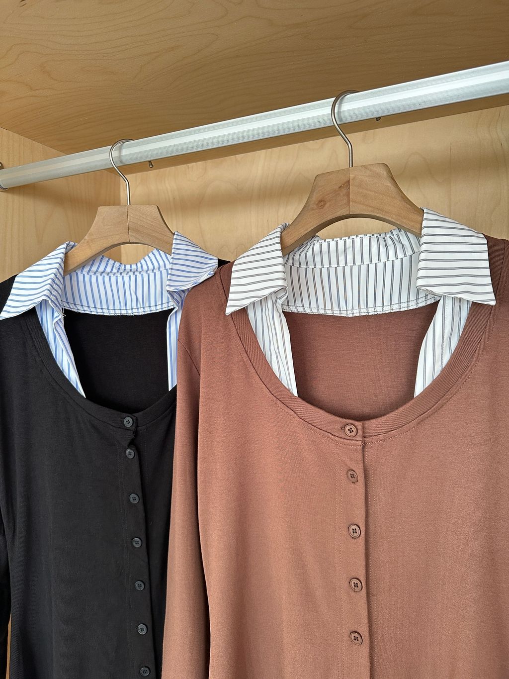 U領收腰襯衫短洋裝 (7)