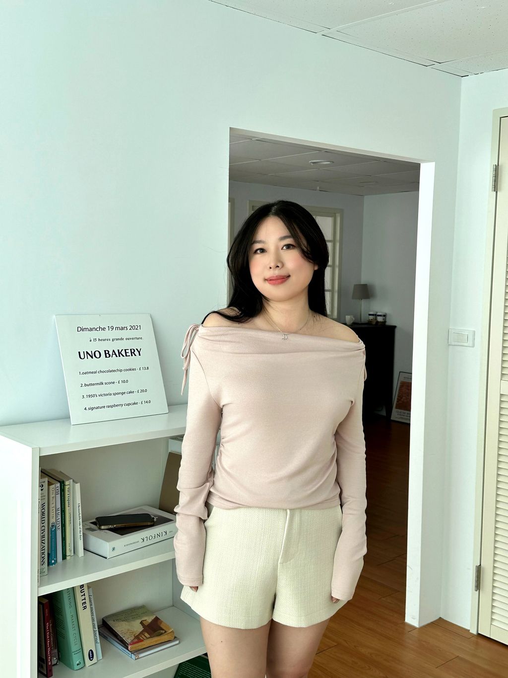 小香風後鬆緊短褲 (3)