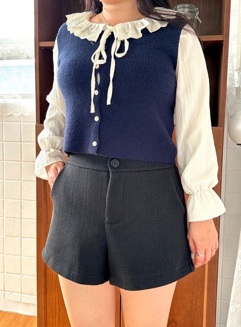 小香風後鬆緊短褲 (1)