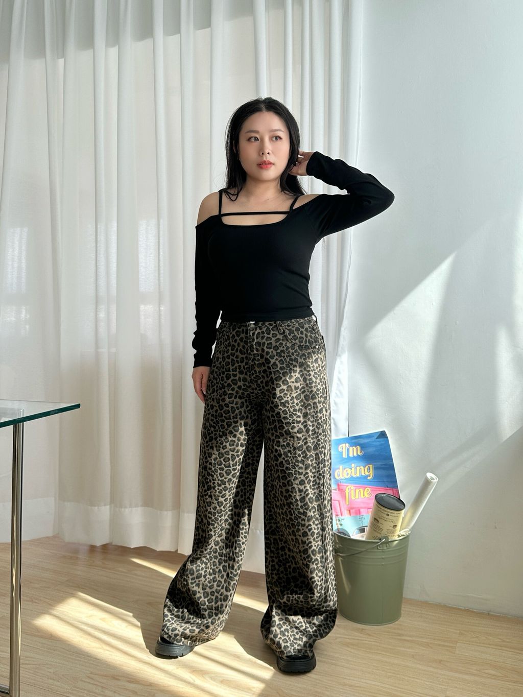 豹紋高腰寬褲 (4)