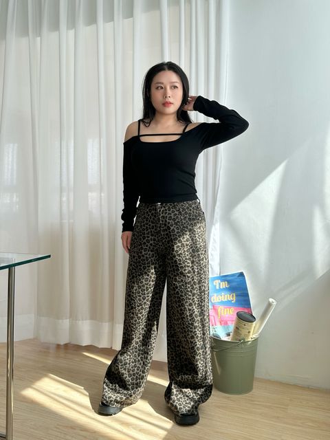 豹紋高腰寬褲 (4)
