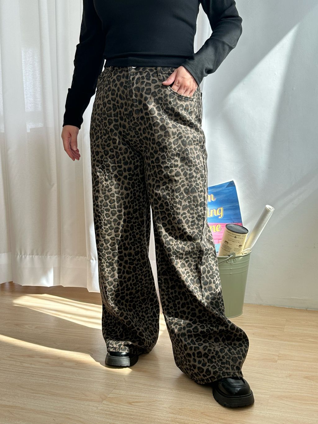豹紋高腰寬褲 (6)