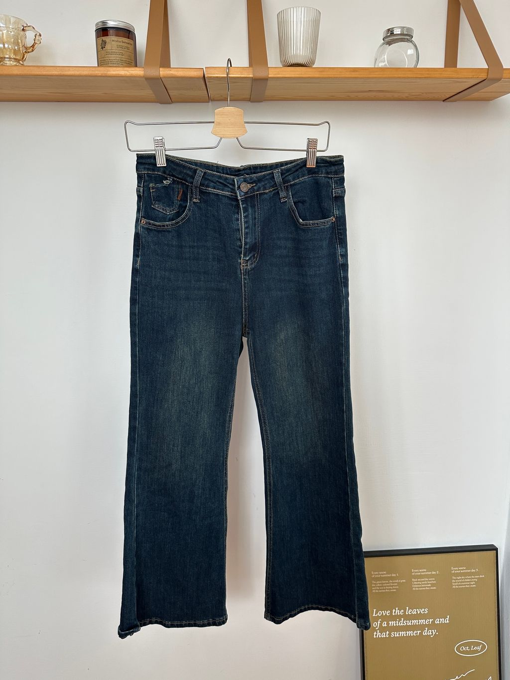 高腰簡約喇叭牛仔褲(彈力) (8)