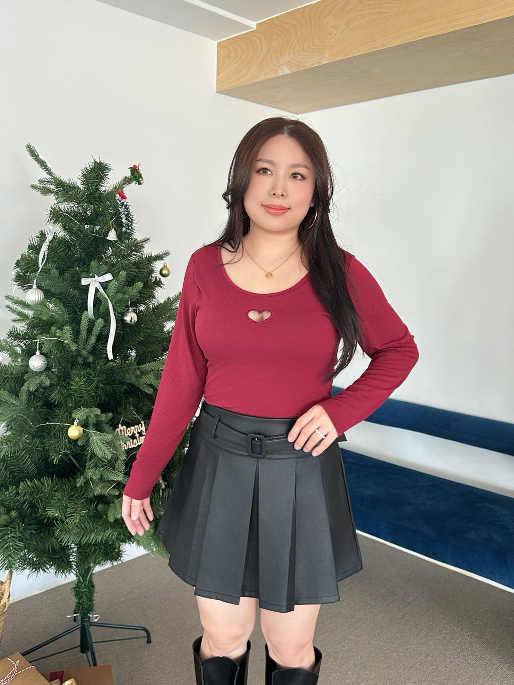 (正韓)簍空愛心長袖胸墊上衣 (15)