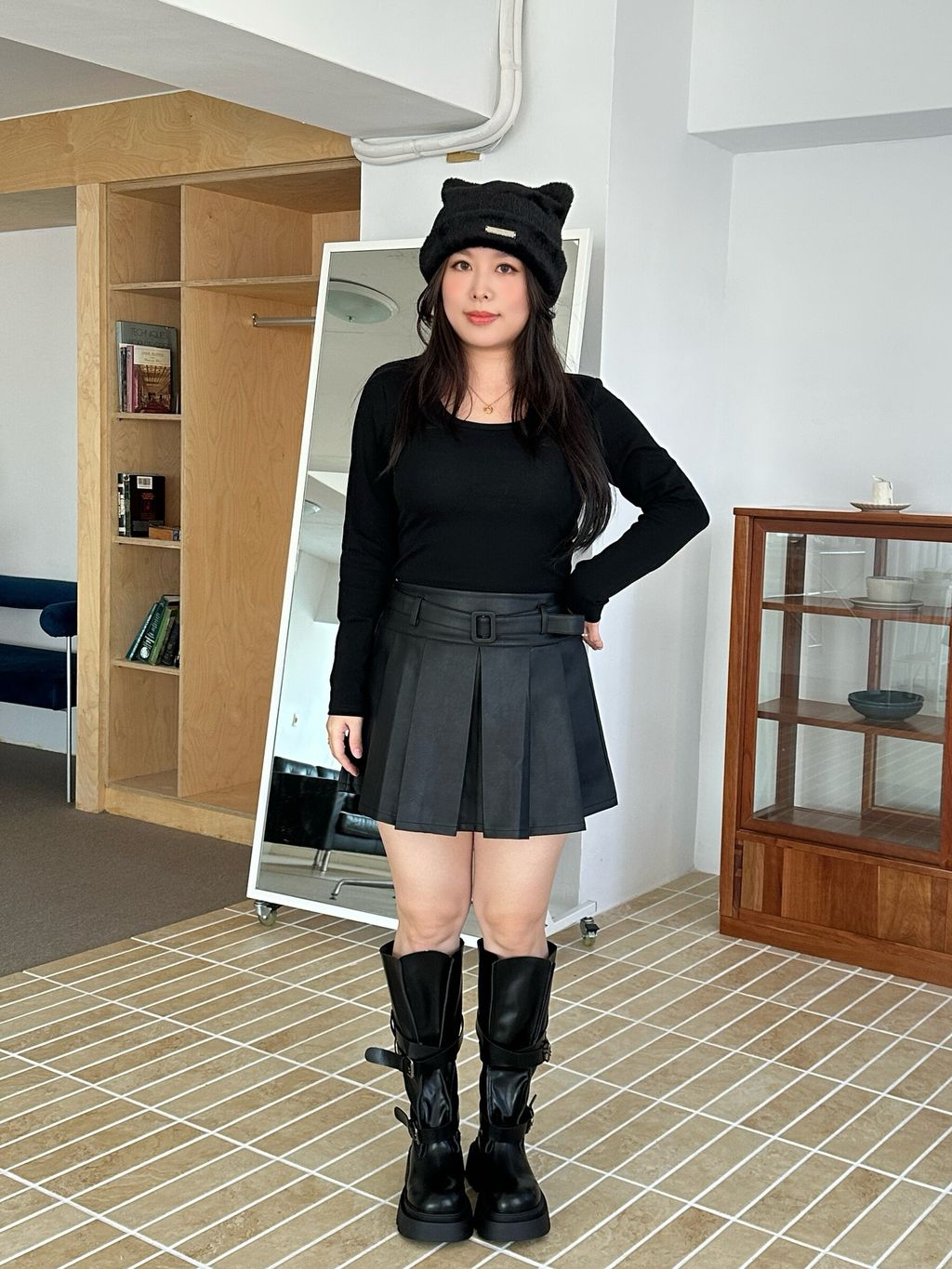 (正韓)大圓領胸墊長袖上衣 (14)