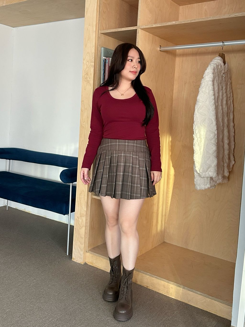 (正韓)大圓領胸墊長袖上衣 (11)