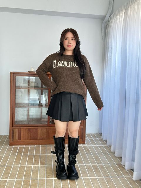 皮革百褶短裙(附皮帶) (2)