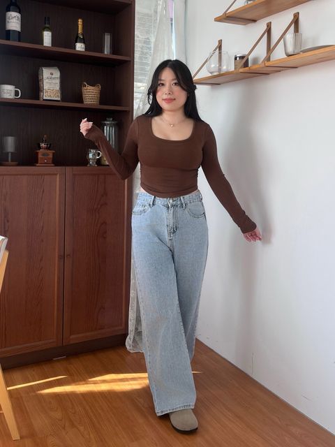 方領長袖側抓皺胸墊上衣 (11)