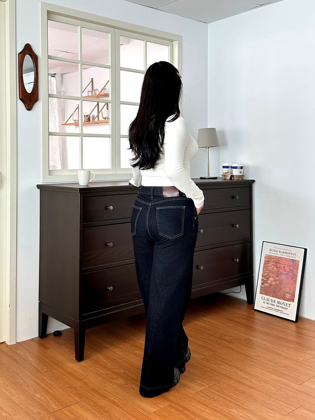 經典牛仔寬褲 (10)