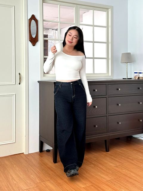 經典牛仔寬褲 (9)