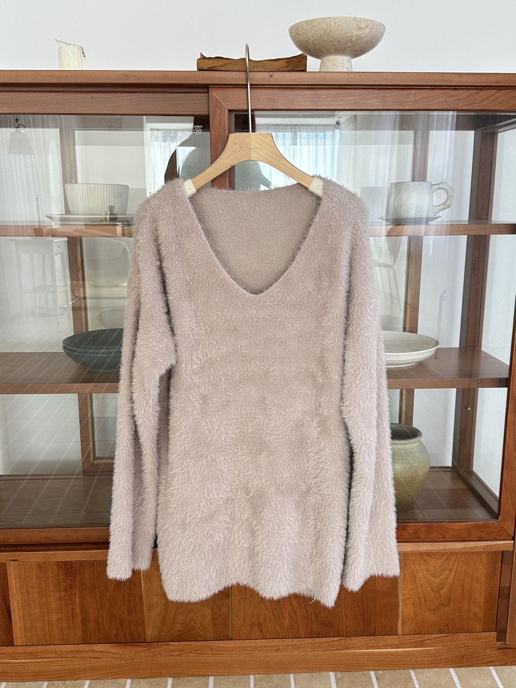 仿貂毛V領毛衣 (10)