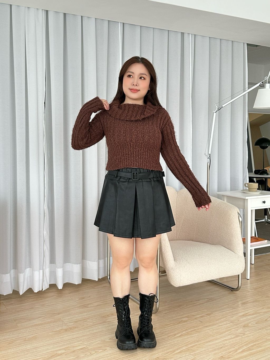 翻領一字絨感毛衣 (13)