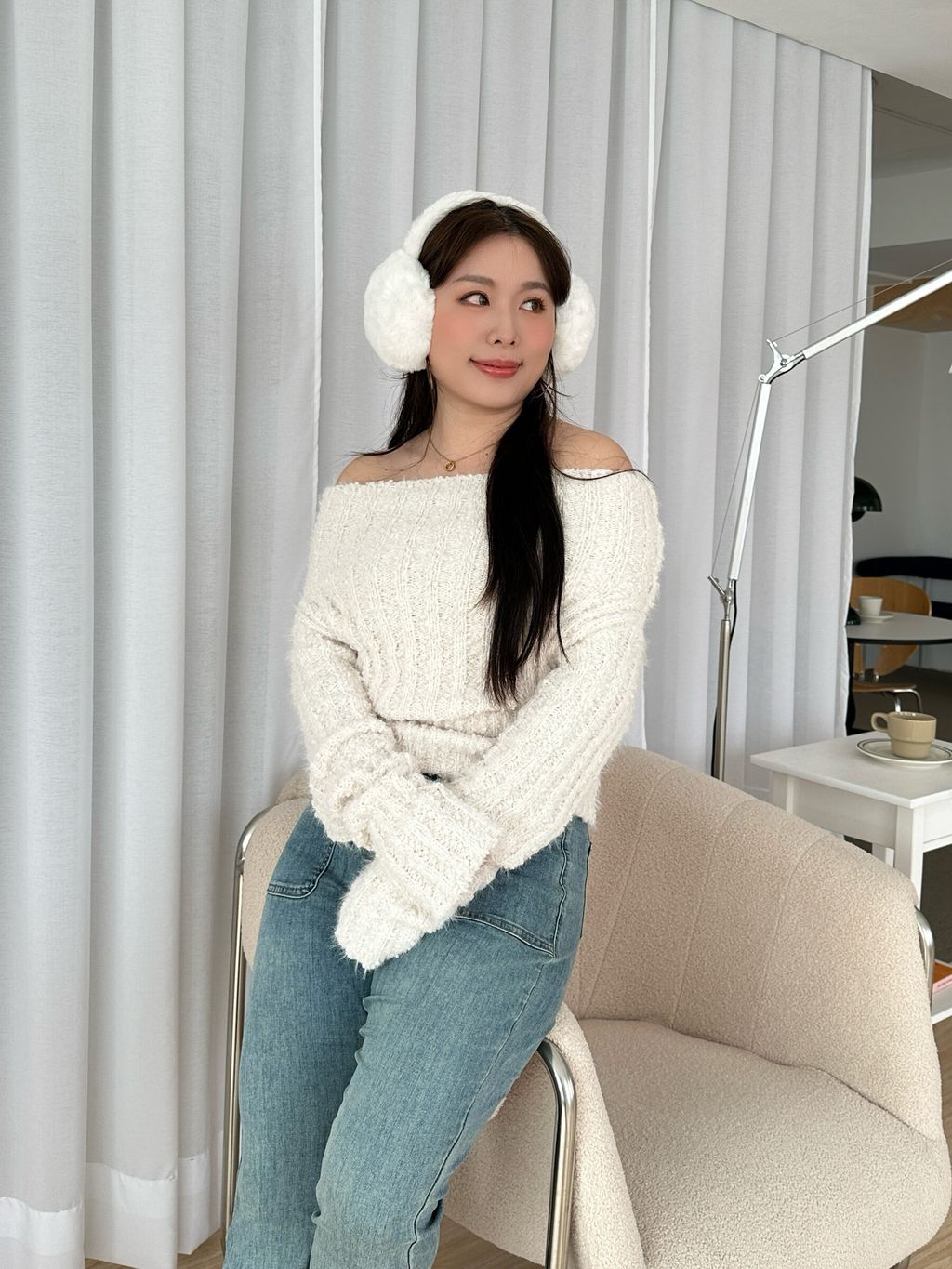 翻領一字絨感毛衣 (10)