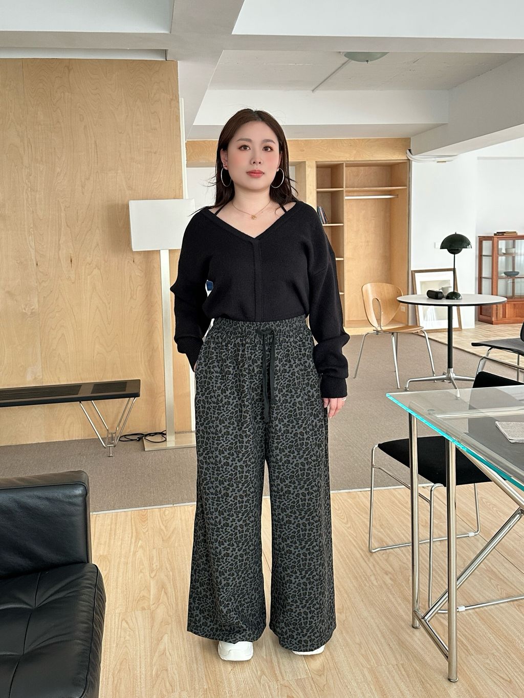 抽繩豹紋寬褲 (10)