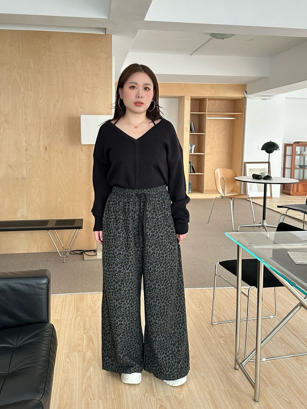 抽繩豹紋寬褲 (11)