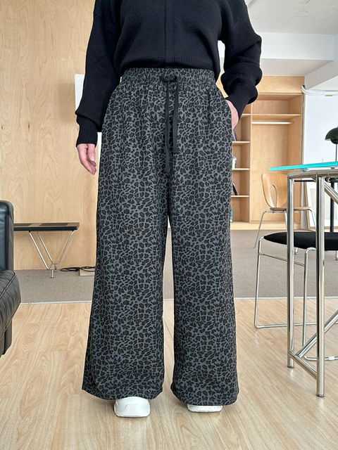 抽繩豹紋寬褲 (12)