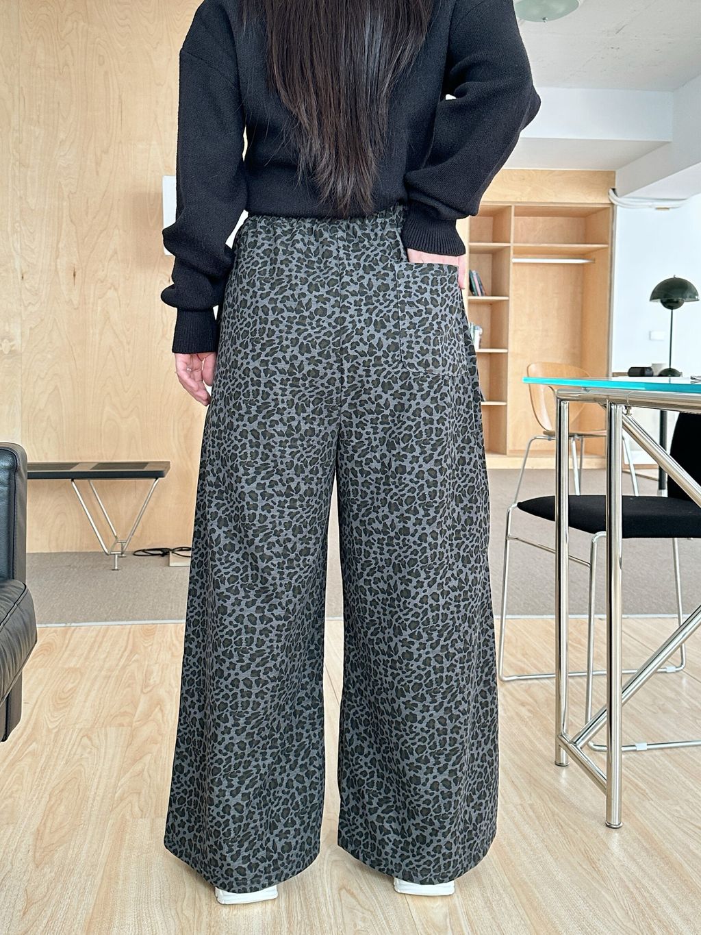 抽繩豹紋寬褲 (13)