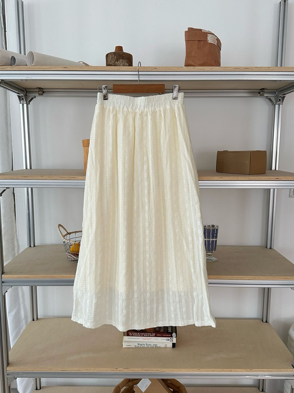 暖絨蕾絲直紋長裙 (14)