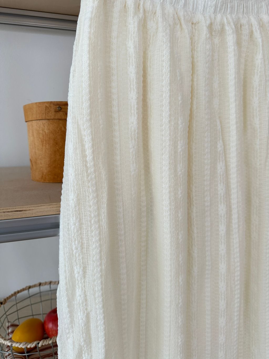 暖絨蕾絲直紋長裙 (2)