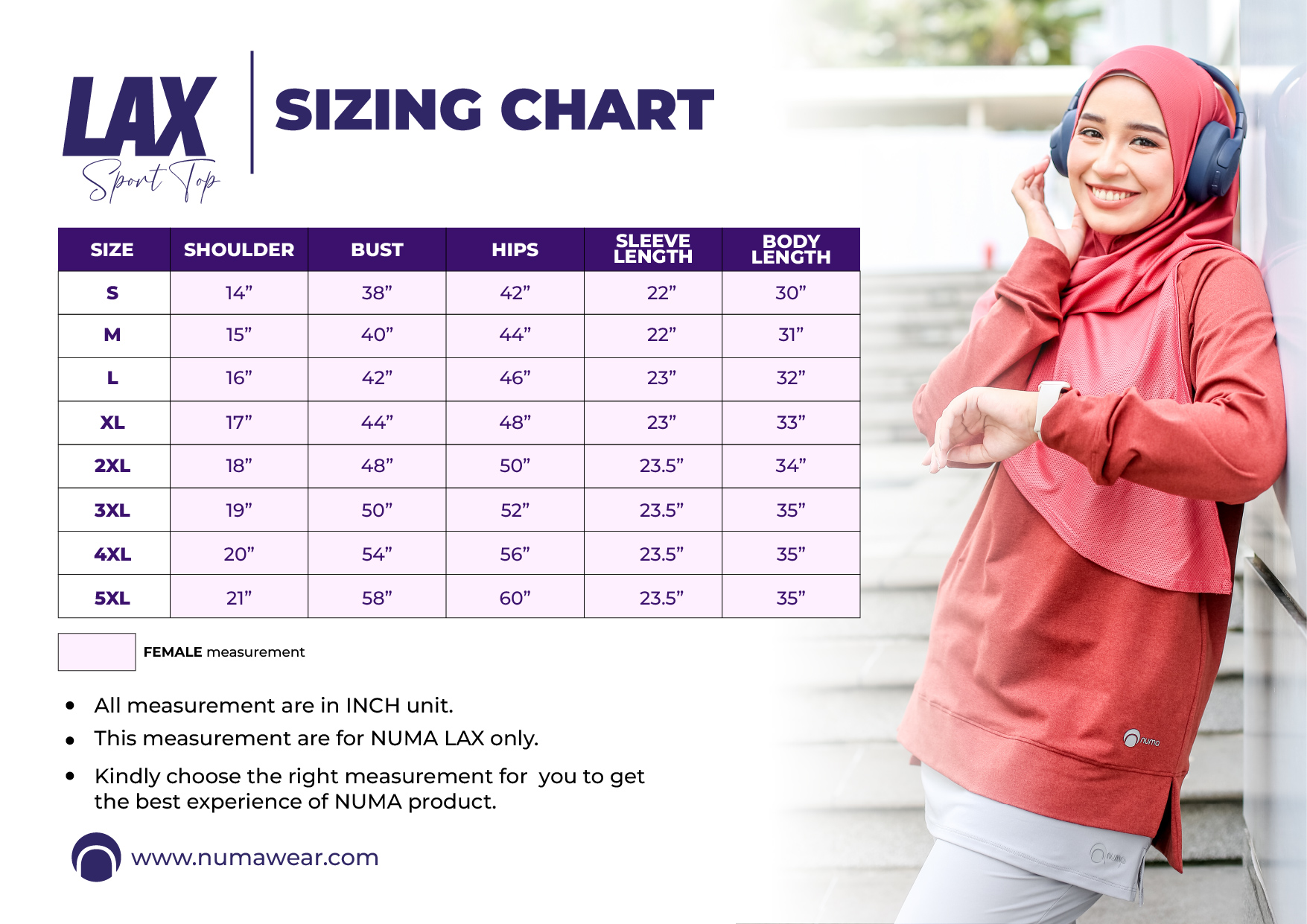 LAX - Sizing Chart