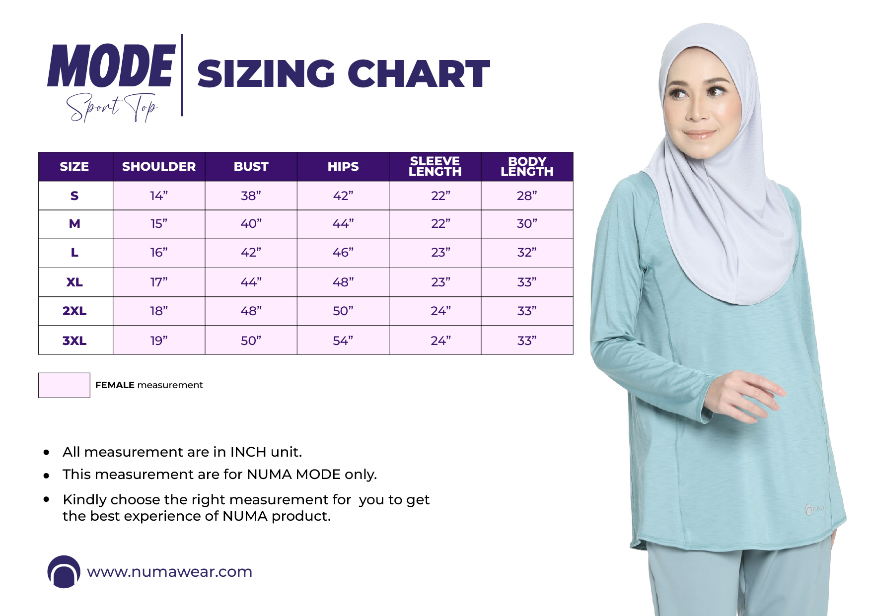 MODE - Sizing Chart