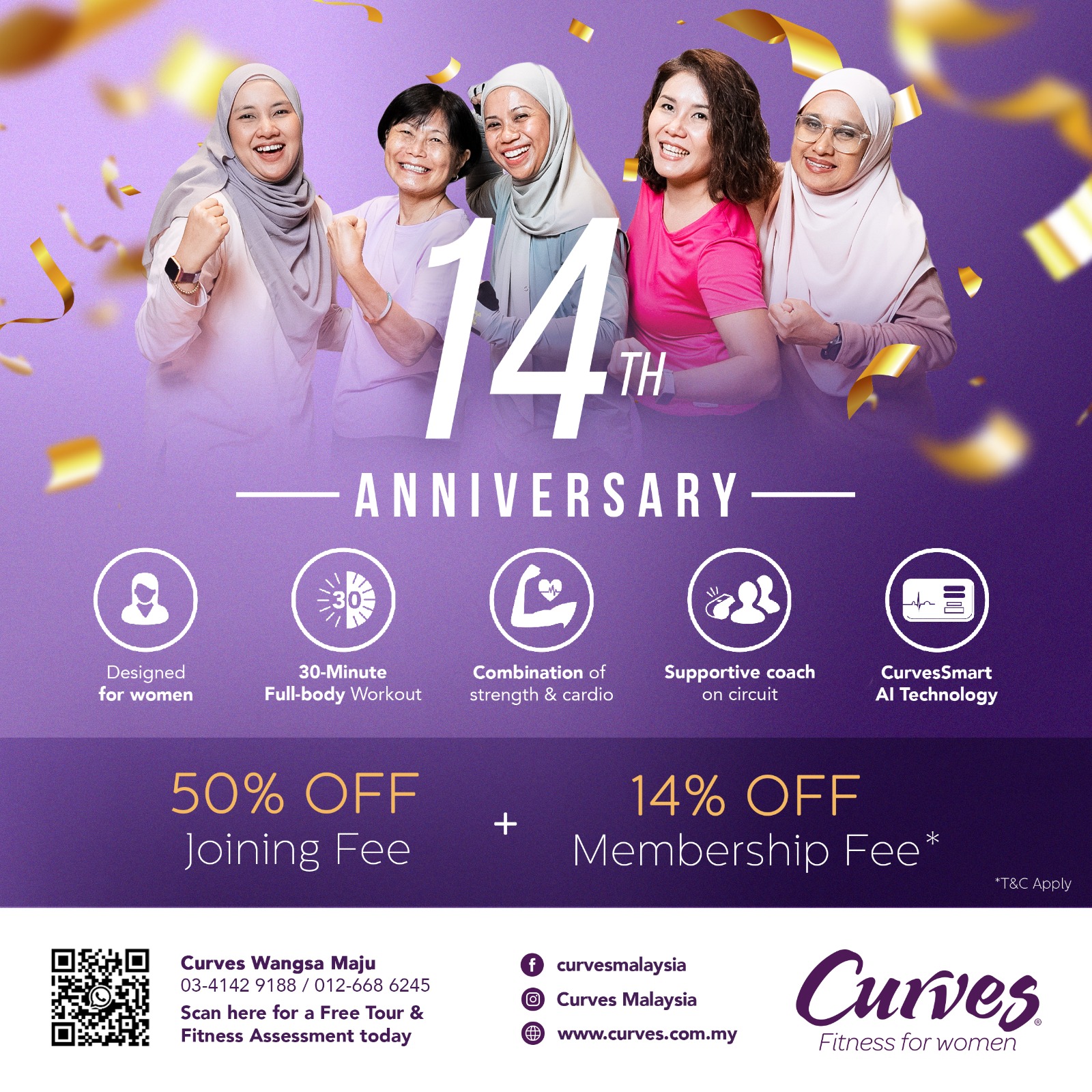 Celebrate 14 Years of Women’s Fitness with Curves Malaysia – Enjoy 50% Off Joining Fee & 14% Off Membership !